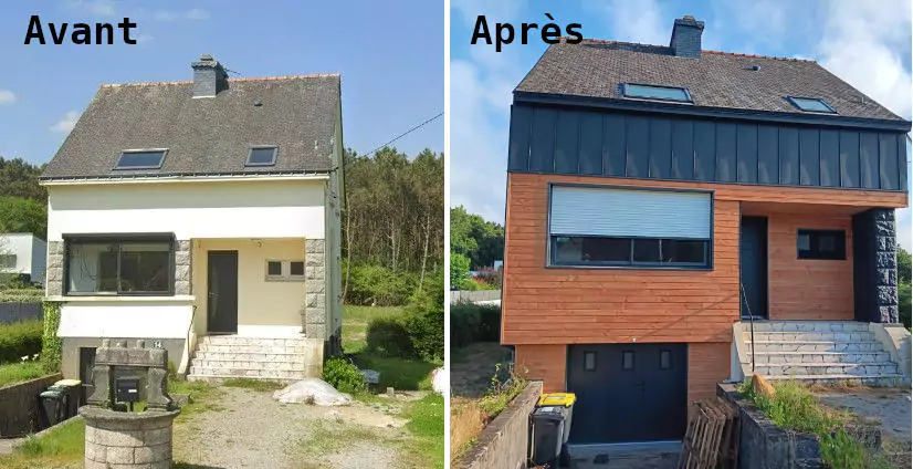 Avant/Après travaux de rénovation et d'isolation extérieure d'une maison